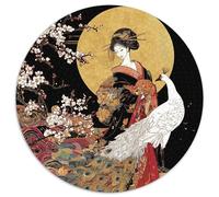 Óleo japonés 1000 Piezas Rompecabezas para Adultos White Pavo Real in The Cherry Blossoms para Amantes O Amigos Imposable 1000pcs (67.5x67.5cm)