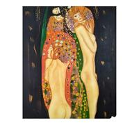 Óleo sobre lienzo pintado a mano 50 x 60 cm Reproducción de autor Las amigas I de Gustav Klimt Decoración mural salón obra de arte artesanal italiana Made in Italy