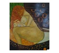 Óleo sobre lienzo pintado a mano 50 x 60 cm Reproducción de autor Le Amiche II de Gustav Klimt Decoración mural salón Obra de arte artesanal italiana Made in Italy