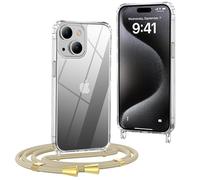 OLEPHY Funda con Cuerda para iPhone 13 6,1", Dorado