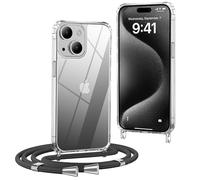 OLEPHY Funda con Cuerda para iPhone 13 6,1", Negro
