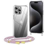 OLEPHY Funda con Cuerda para iPhone 14 Pro 6,1", Oro Rosa