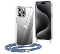 OLEPHY Funda con Cuerda para iPhone 15 Pro MAX 6,7", Azul