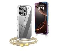 OLEPHY Funda con Cuerda para iPhone 16 Pro 6,3", Dorado