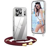 OLEPHY Funda con Cuerda para iPhone 17 Pro 6,3", Vino Tinto