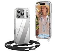 OLEPHY Funda con Cuerda para iPhone 17 Pro MAX 6,9", Funda con Cordón Ajustable, Case Transparente con Correa para el Cuello, Negro
