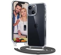 OLEPHY Transparente Funda con Correa para iPhone 15 Plus 6,7", Gris