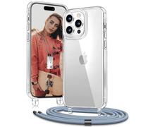 OLEPHY Transparente Funda con Correa para iPhone 15 Pro MAX 6,7", Azul