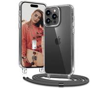 OLEPHY Transparente Funda con Correa para iPhone 15 Pro MAX 6,7", Gris