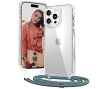 OLEPHY Transparente Funda con Correa para iPhone 15 Pro MAX 6,7", PinoVerde