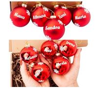 Olesea Bola de Navidad Personalizada con Nombre | De Cristal Color Rojo Glossy o Matte - Adorno Navideño Exclusivo para Árbol | Decoración Navideña Elegante | | Natal Decoração