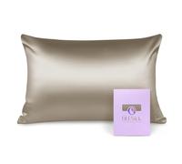 OLESILK 100% Mulbery Silk Pillowcase with Hidden Zipper for Hair and Skin, Both Sides 16mm Charmeuse Gift Box 1pc - Taupe, 50x70cm