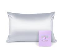 OLESILK 100% Mulbery Silk Pillowcase with Hidden Zipper for Hair and Skin, Both Sides 16mm Charmeuse Gift Box 1pc - Silvergrey, 40x80cm