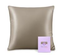 OLESILK 100% Mulbery Silk Pillowcase with Hidden Zipper for Hair and Skin, Both Sides 16mm Charmeuse Gift Box 1pc - Taupe, 65x65cm