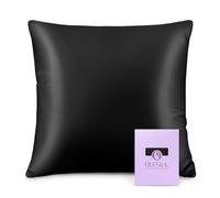 OLESILK 100% Mulbery Silk Pillowcase with Hidden Zipper for Hair and Skin, Both Sides 16mm Charmeuse Gift Box 1pc - Black, 65x65cm