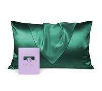 OLESILK 100% Mulbery Silk Pillowcase with Hidden Zipper for Hair and Skin, Both Sides 19mm Charmeuse Gift Box 1pc - Dark Green, 50x70cm