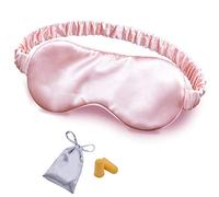 OLESILK - Antifaz de seda para dormir con relleno de seda de doble capa y correa elástica para dormir toda la noche, viajes y siesta, sombra de ojos suave con bolsa de lujo y tapones para los oídos