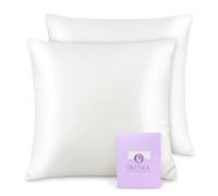 OLESILK Federa 100% Seta, per la Cura dei Capelli e Della Pelle, con Chiusura lampo, 16 Momme, 2 pezzi, Colore Avorio, 40 x 40 cm