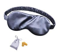 OLESILK Máscara de Ojos & Antifaz de 100% Pura Seda de Morera con Cinta Elástica y Relleno de Seda para Buen Sueño, Viaje y Siesta con Bolsa Lujosa y Tapones de los Oídos Gratis, Carbón