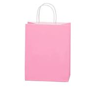 Oletx 24 bolsas de regalo de papel kraft rosa con asas a granel de 8 x 4.25 x 10.5 pulgadas, bolsas de bricolaje, bolsas de regalo de fiesta de cumpleaños, bolsas de compras para manualidades, bolsas