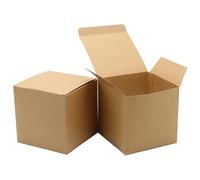 Oletx 25 cajas de regalo de papel marrón, pequeñas cajas de dulces a granel, caja de regalo de 4 x 4 x 4 pulgadas con tapas, cajas de regalo para recuerdos de fiesta, regalos de cumpleaños, regalos de