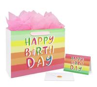 Oletx Bolsa de papel de regalo arcoíris de tamaño grande de 13 pulgadas