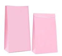 Oletx Paquete de 30 bolsas de papel rosas para regalos de fiesta, bolsas de regalo de cumpleaños de 9 pulgadas, bolsas de golosinas, bolsas de caramelos, bolsas de almuerzo de papel para fiesta de