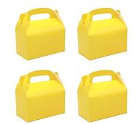 Oletx Paquete de 30 cajas amarillas para regalos de fiesta, caja de caramelos, cajas de regalo de papel a dos aguas con asas, perfectas para construcción y suministros de decoración de fiesta