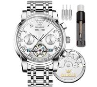 OLEVS Automatic Mechanical Men Watch,Day-Date-Month-and-Year Automatic Watch Men,Fashion Stainless Steel Watch Green&Blue&Black Face