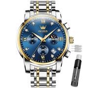 OLEVS Hombres Relojes de Diamantes Analógico Cuarzo Stainless Steel Waterproof Luminous Luxury Casual Big Dial Date Multi-Function Chronograph Watches