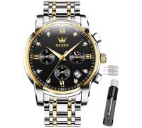 OLEVS Male Wrist Watches, Analog Quartz Business Stainless Steel Waterproof Luminous Watches Luxury Casual Big Diamond Dial Date Multi-Function Chronograph Watches for Man