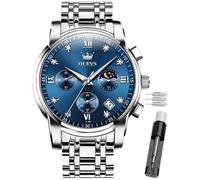 OLEVS Male Wrist Watches, Analog Quartz Business Stainless Steel Waterproof Luminous Watches Luxury Casual Big Diamond Dial Date Multi-Function Chronograph Watches for Man