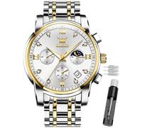 OLEVS Male Wrist Watches, Analog Quartz Business Stainless Steel Waterproof Luminous Watches Luxury Casual Big Diamond Dial Date Multi-Function Chronograph Watches for Man