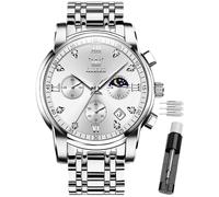 OLEVS Male Wrist Watches, Analog Quartz Business Stainless Steel Waterproof Luminous Watches Luxury Casual Big Diamond Dial Date Multi-Function Chronograph Watches for Man