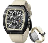 OLEVS Reloj analógico de cuarzo para hombre, correa de silicona, impermeable, regalo de fecha, color plateado, relojes blancos para hombre, Reloj para hombre