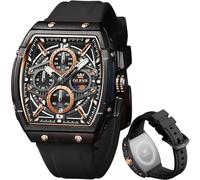 OLEVS Reloj analógico de Cuarzo para Hombre, de Negocios, con cronógrafo, Correa de Silicona, Impermeable, Regalo de Fecha, Reloj de Pulsera para Hombre, Reloj Negro, Reloj para Hombre
