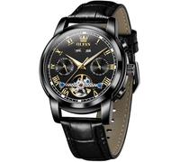 OLEVS Reloj automático de lujo para hombre, tourbillon, cronógrafo, calendario de cara grande, reloj de pulsera para hombre, relojes mecánicos de negocios, fase lunar, relojes masculinos luminosos e