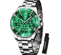 OLEVS Reloj de acero inoxidable para hombre, resistente al agua, luminoso, moderno, grande, correa de metal, analógico, reloj de pulsera para hombre, con indicador de fecha, standardmäßig, Pulsera