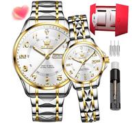 OLEVS Reloj de cuarzo para pareja romántica, expresión para hombre, día noche, Glow, calendario impermeable casual para hombres, mujeres, amantes