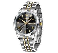 OLEVS - Reloj de pulsera para hombre, aroma espontáneo, diamante, analógico de cuarzo, de acero inoxidable, impermeable, luminoso, con fecha; reloj de vestir para hombre, pulsera