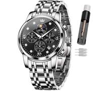 OLEVS Reloj multifunción para hombre, varias esferas, impermeable, luminoso, cronógrafo, reloj de caballero con fecha para hombres, relojes de acero inoxidable para hombres, Clásico