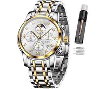 OLEVS Reloj multifunción para hombre, varios diales, impermeable, brillante, cronógrafo, reloj de caballero con fecha para hombres, relojes de acero inoxidable para hombres, Clásico