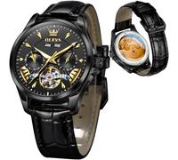 OLEVS Relojes automáticos para hombre, reloj de pulsera con cronógrafo de | Bobinado automático, acero inoxidable, luminoso, resistente al agua hasta 30 m, multifunción
