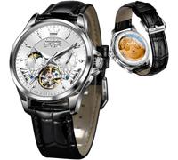 OLEVS Relojes automáticos para hombre, reloj de pulsera con cronógrafo de | Bobinado automático, acero inoxidable, luminoso, resistente al agua hasta 30 m, multifunción