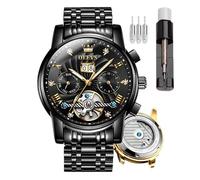 OLEVS Relojes automáticos para hombre, relojes de esqueleto de cuerda automática para hombre, Tourbillon, acero inoxidable