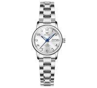 OLEVS Relojes automáticos para mujer, elegante reloj mecánico de acero inoxidable de dos tonos, números arábigos fáciles de leer, fecha de día, luminoso, relojes de pulsera de lujo para mujer, 7072