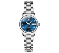 OLEVS Relojes automáticos para mujer, elegante reloj mecánico de acero inoxidable de dos tonos, números arábigos fáciles de leer, fecha de día, luminoso, relojes de pulsera de lujo para mujer, 7072