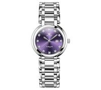 OLEVS Relojes de pulsera de acero inoxidable plateado para mujer, elegantes relojes de pulsera pequeños para mujer, números romanos clásicos, cuarzo analógico de diamante, para mujer, 5575-esfera