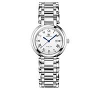 OLEVS Relojes de pulsera de acero inoxidable plateado para mujer, elegantes relojes de pulsera pequeños para mujer, números romanos clásicos, cuarzo analógico de diamante, para mujer, 5575-esfera