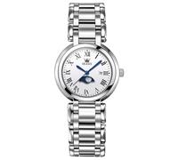 OLEVS Relojes de pulsera de acero inoxidable plateado para mujer, elegantes relojes de pulsera pequeños para mujer, números romanos clásicos, cuarzo analógico de diamante, para mujer, 5573-esfera